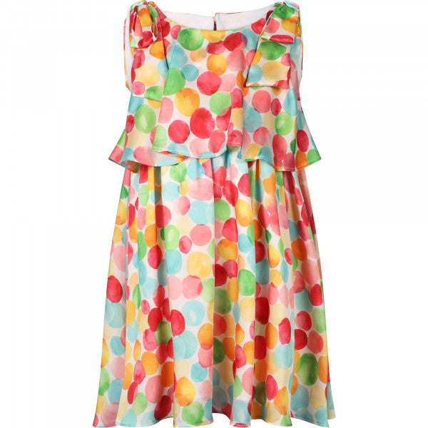 Abel and Lula Spotty Dress with Shoulder Bows in Rainbow Colors