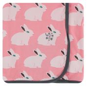 KICKEE PANTS PRINT SWADDLING BLANKET STRAWBERRY FOREST RABBIT