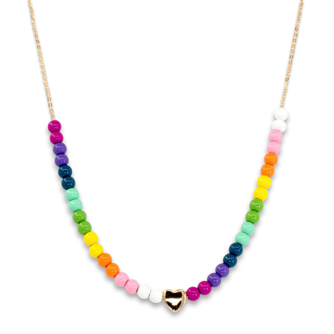 Charm It! 4mm Gold Rainbow Bead Necklace