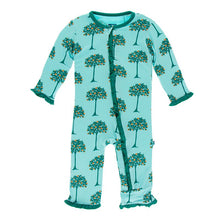 Kickee Pants Print Muffin Ruffle Coverall w Zipper Iceberg Orange Trees