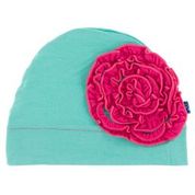 KICKEE PANTS SOLID RUFFLE HAT GLASS WITH PRICKLY PEAR