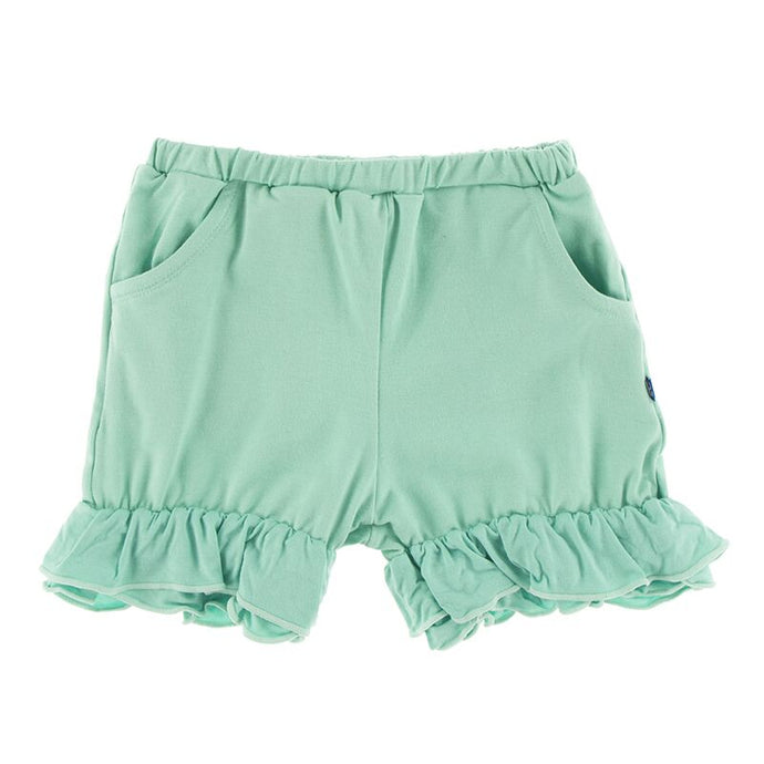 Kickee Pants Solid Double Ruffle Performance Jersey Shorts (Glass - XS-5/6)
