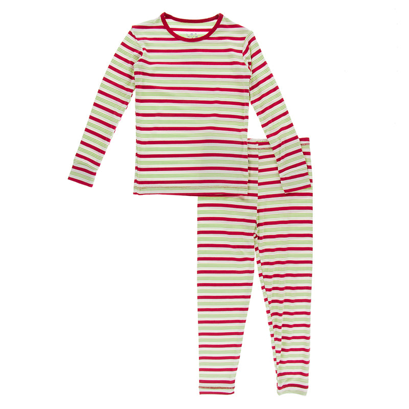 Kickee Pants Print Long Sleeve Pajama Set 2020 Candy Cane Stripe