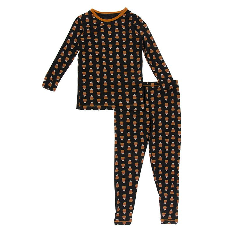 Kickee Pants Print Long Sleeve Pajama Set Midnight Candy Corn