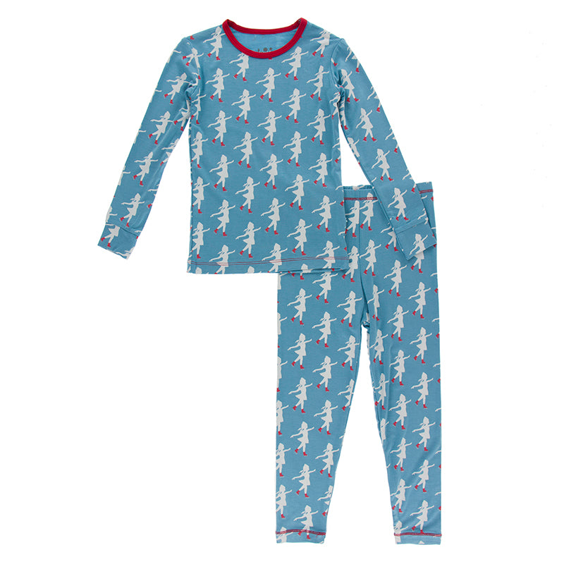 Kickee Pants Print Long Sleeve Pajama Set Blue Moon Ice Skater