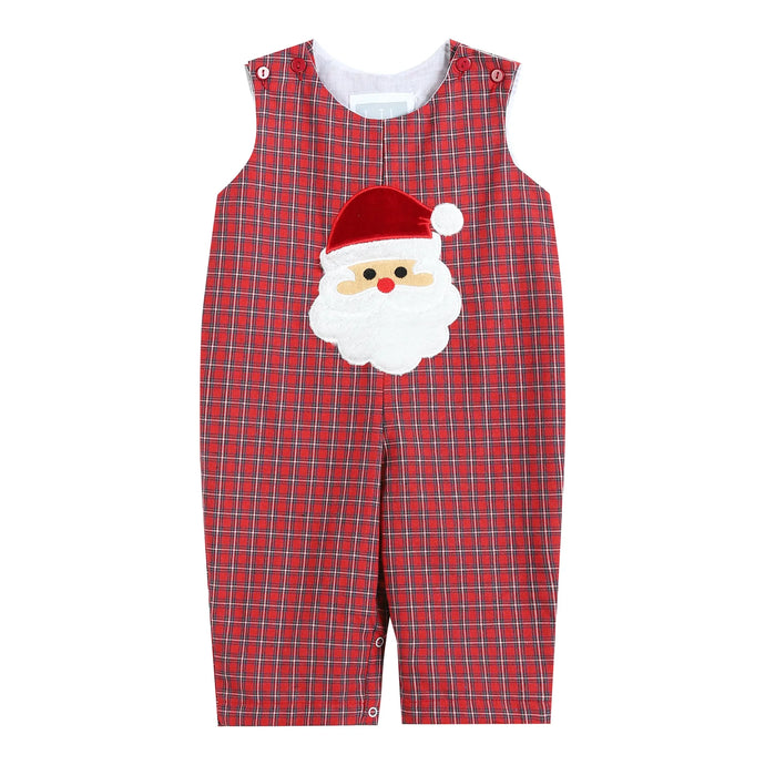 Red and Green Plaid Fuzzy Santa Overalls by Lil Cactus