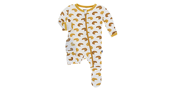 KicKee Pants Print Footie With Zipper Natural Croissants