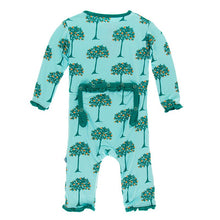 Kickee Pants Print Muffin Ruffle Coverall w Zipper Iceberg Orange Trees