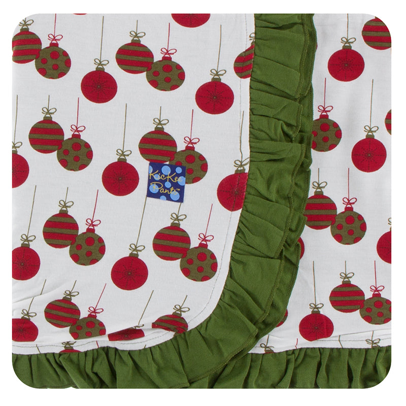 KicKee Pants Print Ruffle Stroller Blanket - Natural Ornaments