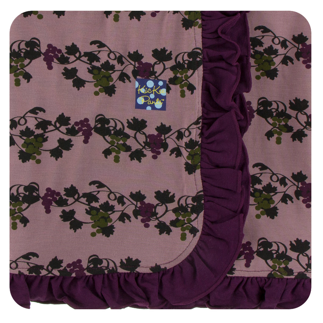 KicKee Pants Print Ruffle Stroller Blanket - Raisin Grape Vines
