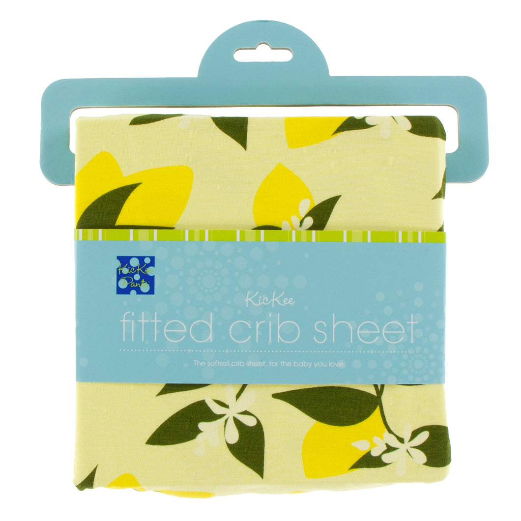 KicKee Pants Print Fitted Crib Sheet - Lime Lemon Blossom Tree