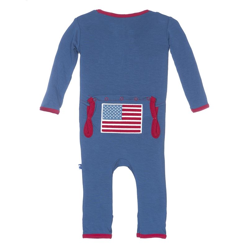 KicKee Pants Holiday Fitted Applique Coverall - Twilight American Flag