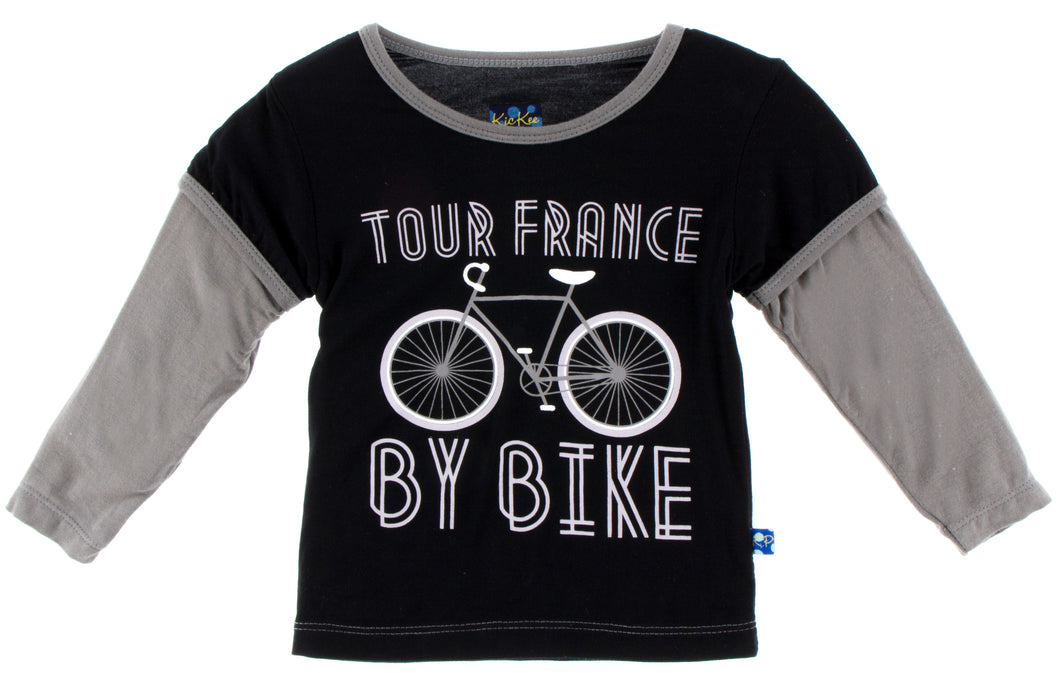 KicKee Pants Long Sleeve Print Double Layer Tee - Tour France By Bike