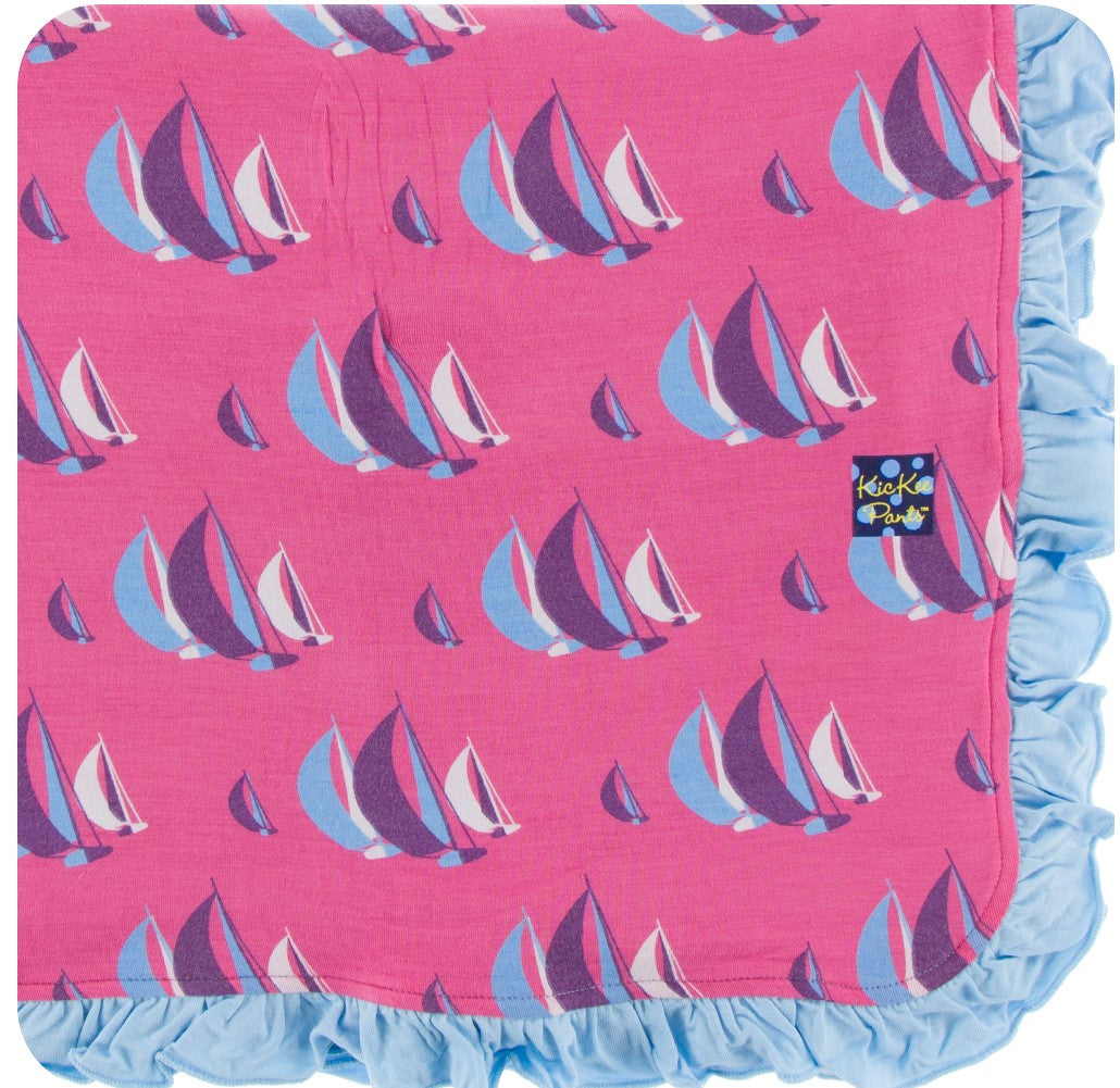 KicKee Pants Ruffle Flamingo Sailing Race Toddler Blanket