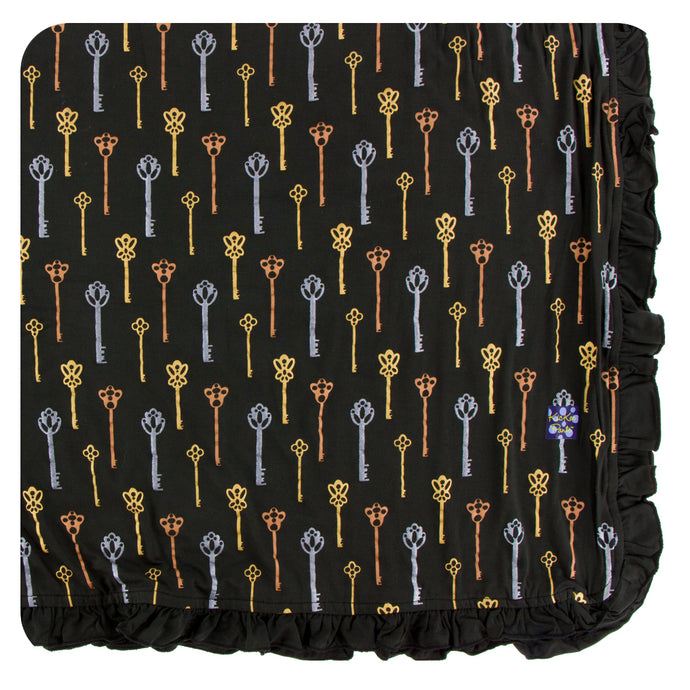 KicKee Pants Print Ruffle Toddler Blanket - Victorian Keys