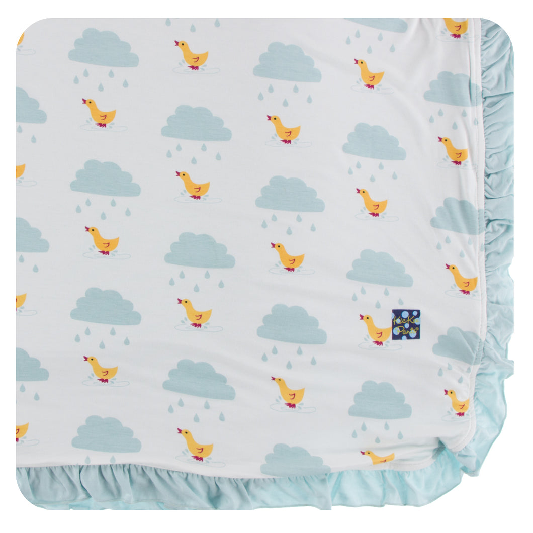 KicKee Pants Print Ruffle Toddler Blanket - Natural Puddle Duck