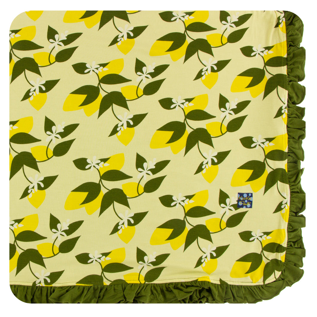 KicKee Pants Print Ruffle Toddler Blanket - Lime Blossom Lemon Tree