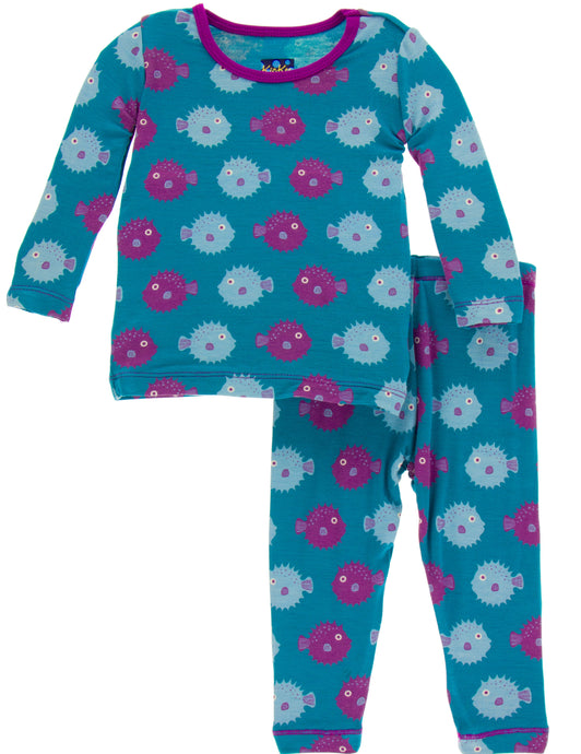 KicKee Pants Print Long Sleeve Pajama Set - Seagrass Puffer