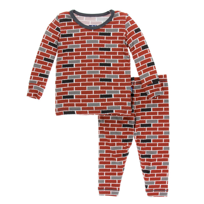 KicKee Pants Print Long Sleeve Pajama Set - London Brick