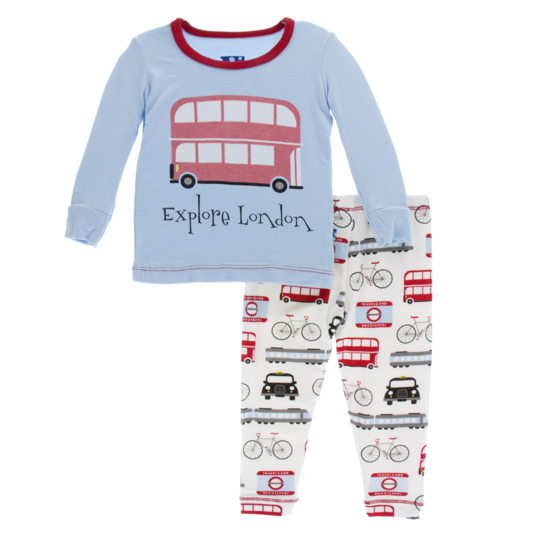 KicKee Pants Print Long Sleeve Pajama Set - London Transport