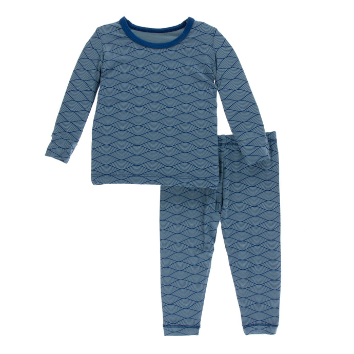 KicKee Pants Print Long Sleeve Pajama Set - Dusty Sky Tides