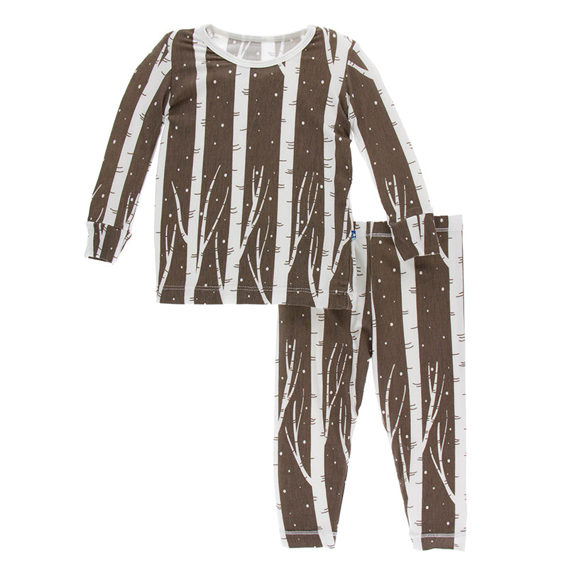 KicKee Pants Print Long Sleeve Pajama Set - Falcon Snow
