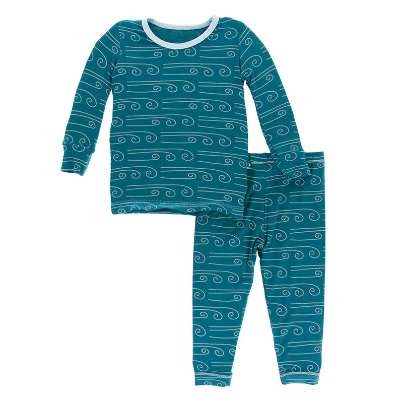 KicKee Pants Print Long Sleeve Pajama Set - Heritage Blue Wind