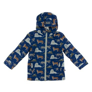 Print Terry-Lined Raincoat in Flag Blue Big Cats