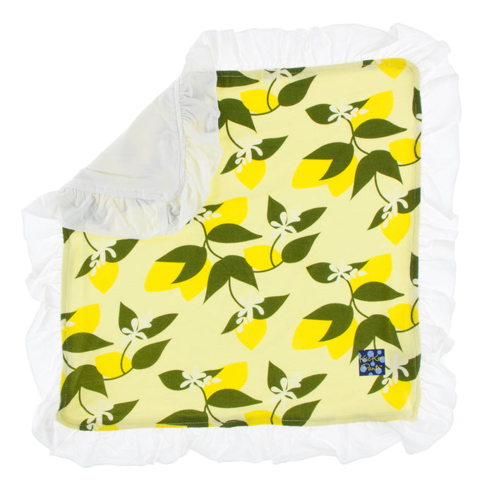 KicKee Pants Print Ruffle Bamboo Lovey - Lime Blossom Lemon Tree