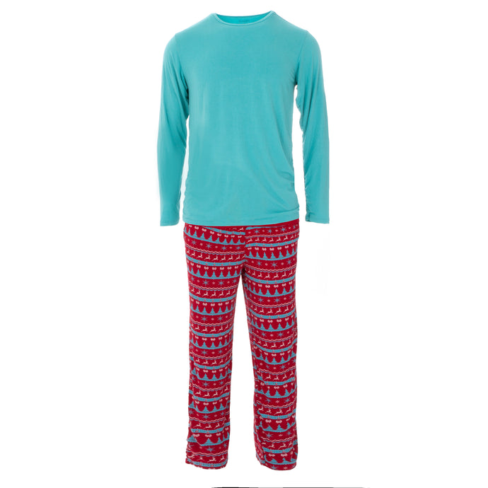 KicKee Pants Holiday Men's Long Sleeve Pajama Set - Nordic Print
