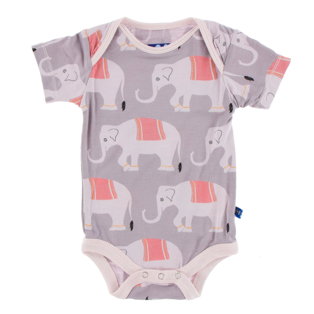 KicKee Pants Print Short Sleeve One Piece - Feather Indian Elephant