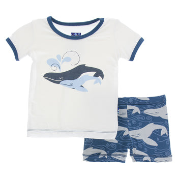 KicKee Pants Print Short Sleeve Pajama Set W/Shorts - Twilight Whale