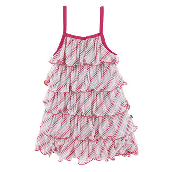 KicKee Pants Print Tiered Ruffle Dress - Girl Desert Stripe