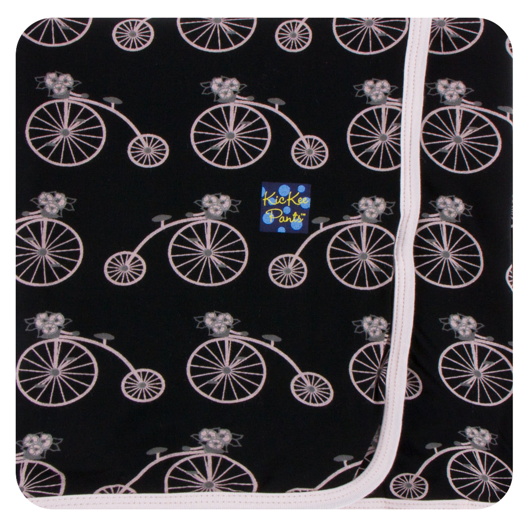 Kickee Pants Print Swaddling Blanket Girl Midnight Bikes