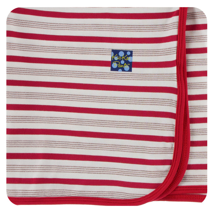 KicKee Pants Holiday Swaddling Blanket - Rose Gold Candy Cane Stripe