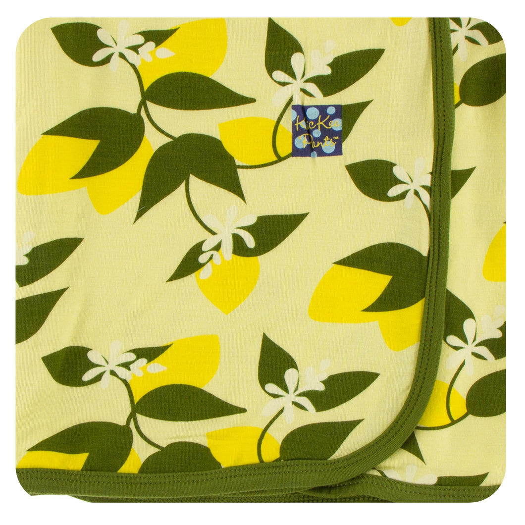 KicKee Pants Print Swaddling Blanket - Lime Blossom Lemon Tree