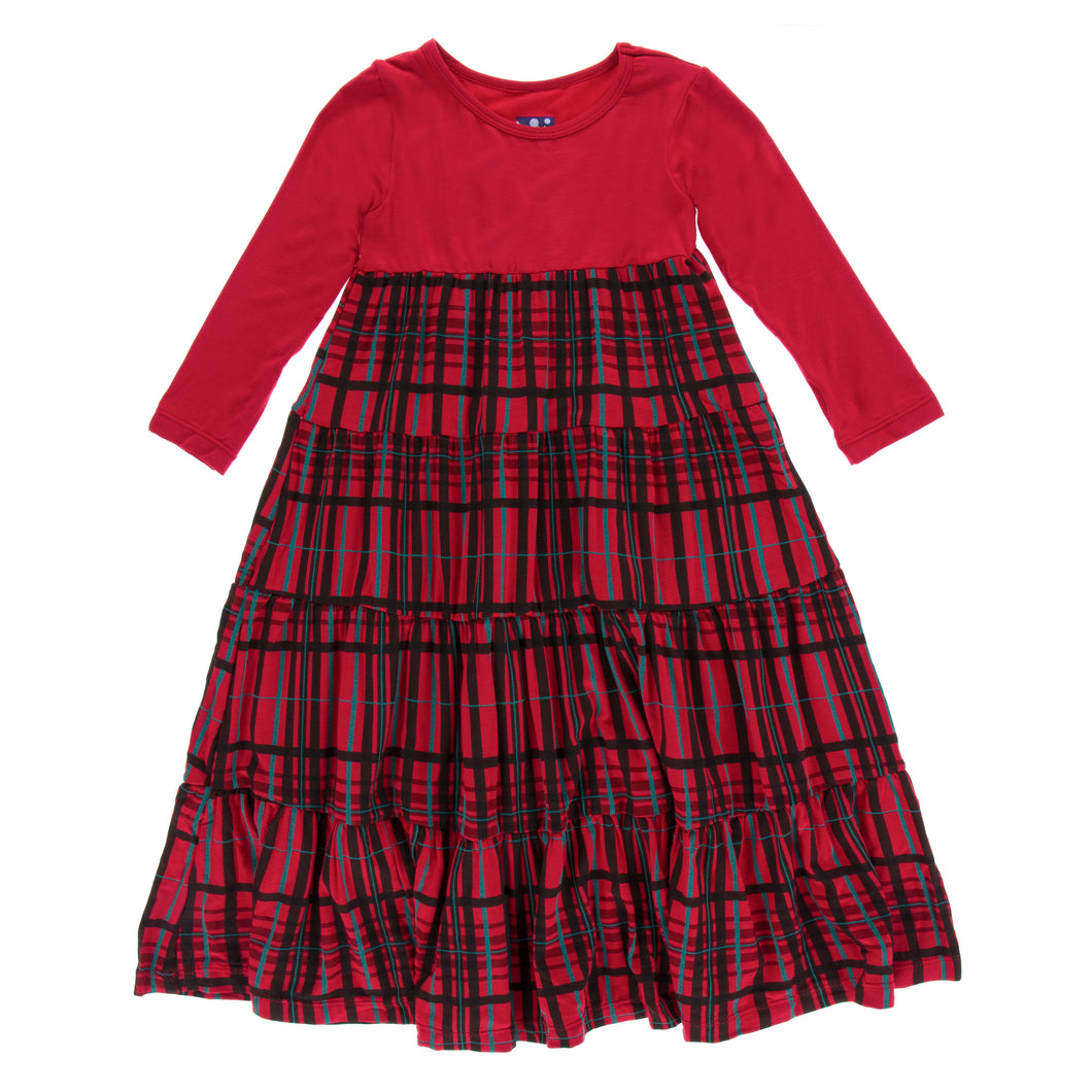 KicKee Pants Holiday Long Sleeve Tiered Dress - Christmas Plaid Just For Babies, Inc. KicKee Pants Holiday Long Sleeve Tiered Dress - Christmas Plaid Just For Babies, Inc.
