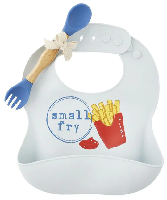 MudPie Fries Silicone Bib and Spoon