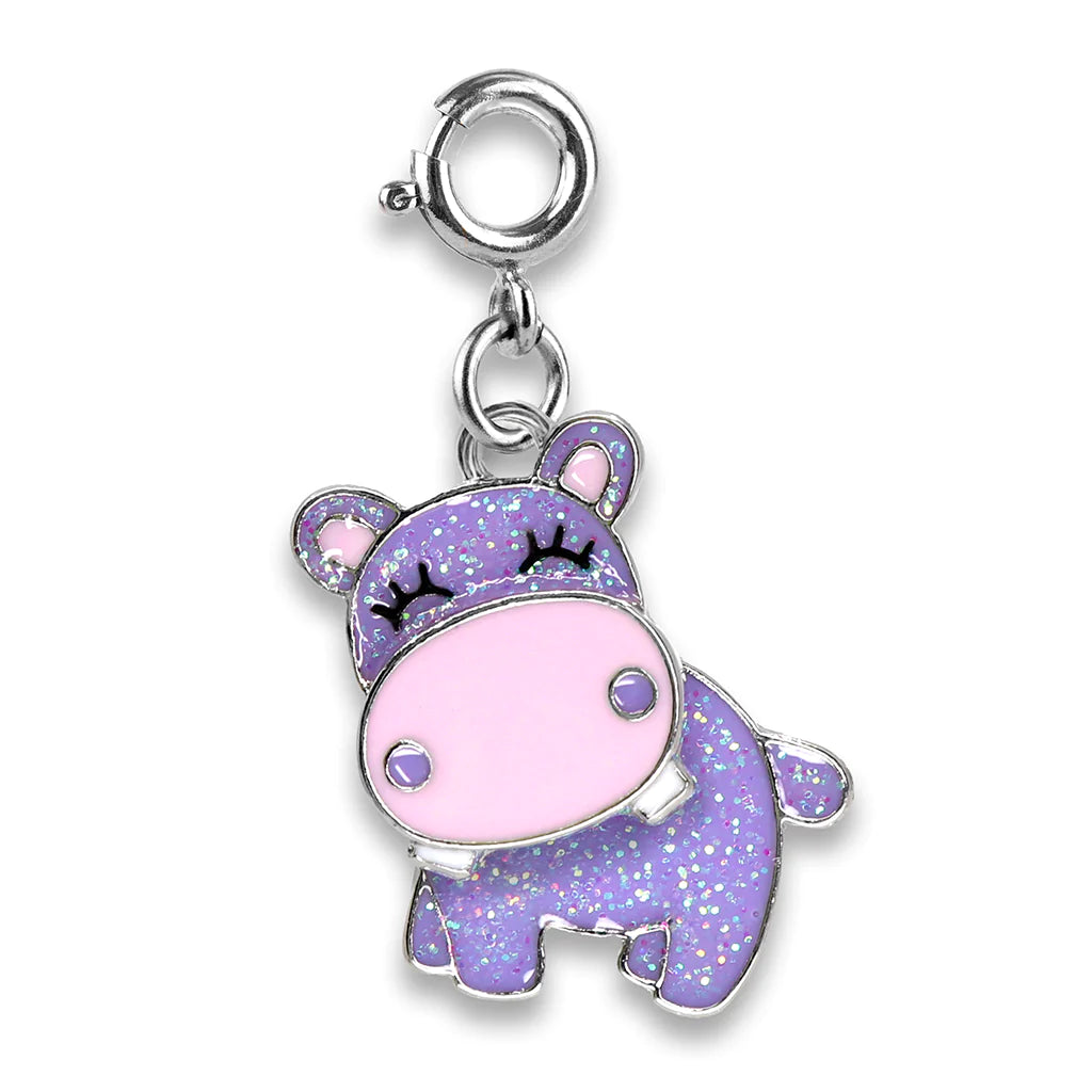 Charm It - Glitter Swivel Purple Hippo Charm