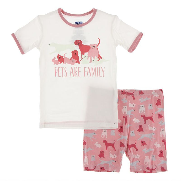 Kickee Pants Short Sleeve Piece Print Pajama Set with Shorts (Strawberry Domestic Animals) Preorders