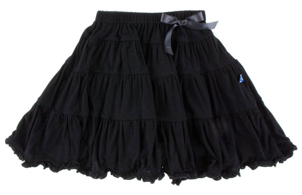KicKee Pants Solid Long Tiered Skirt - Midnight
