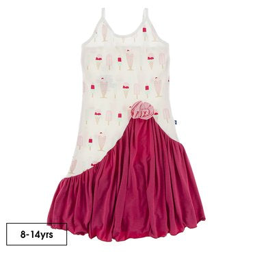KICKEE PANTS PRINT TARANTELLA DRESS IN NATURAL ICE CREAM