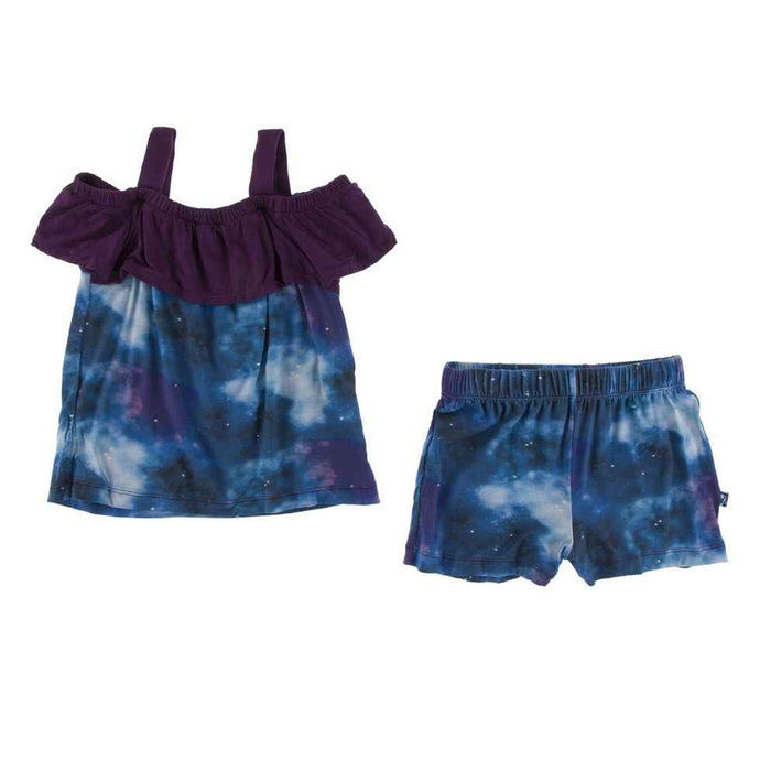 KicKee Pants Print Off-Shoulder Outfit Set Wine Grapes Galaxy
