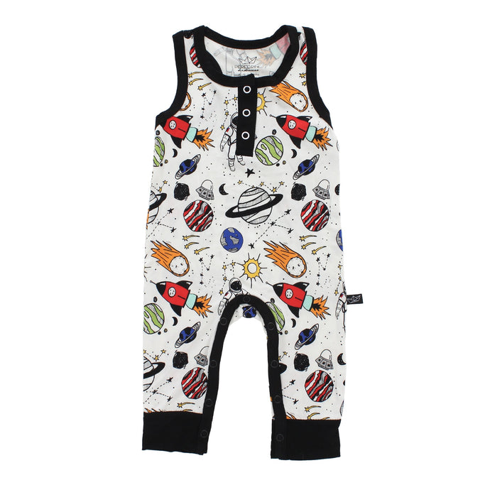 PEREGRINE KIDSWEAR SPACE DOODLE BAMBOO TANK ROMPER