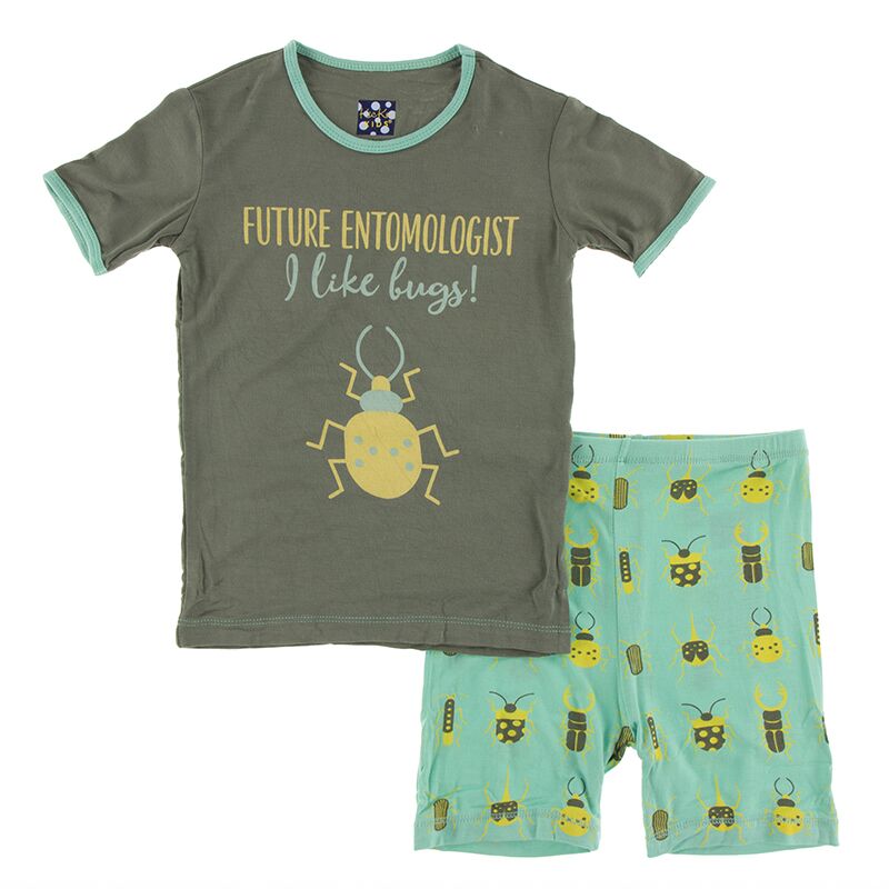 Kickee Pants Short Sleeve Piece Print Pajama Set with Shorts (Glass Beetles) Preorder