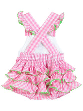 Pink Bunny Face Gingham Bubble Ruffle Romper by Lil Cactus