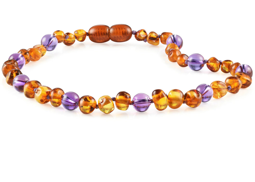 R.B. Amber Jewlery Cognac Amber+Amythest Collection: necklace