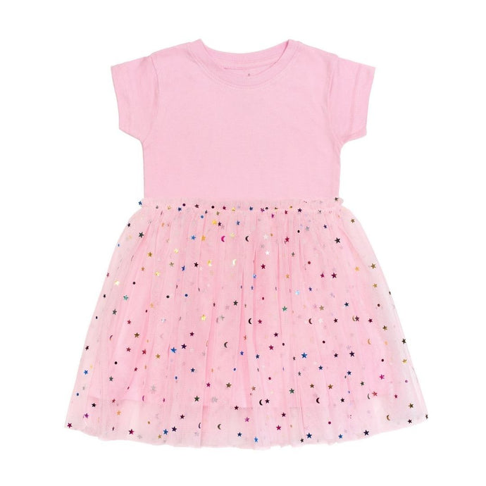 Pink Star Short Sleeve Dress