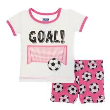 KicKee Pants Print Short Sleeve Pajama Set with Shorts - Flamingo Soccer