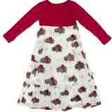 Kickee Pants Print Long Sleeve Tiered Dress Natural Christmas Hippo